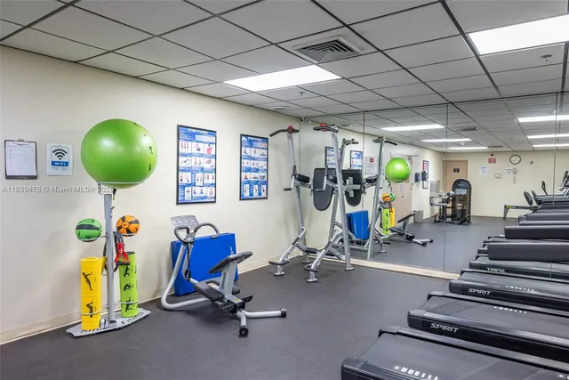 a view of a room with gym equipment
