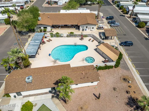 an aerial view of a house