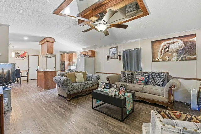 a living room with furniture