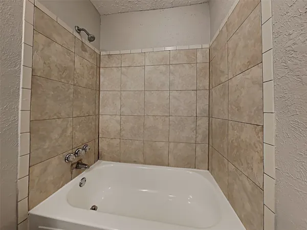 a bathroom with a bathtub