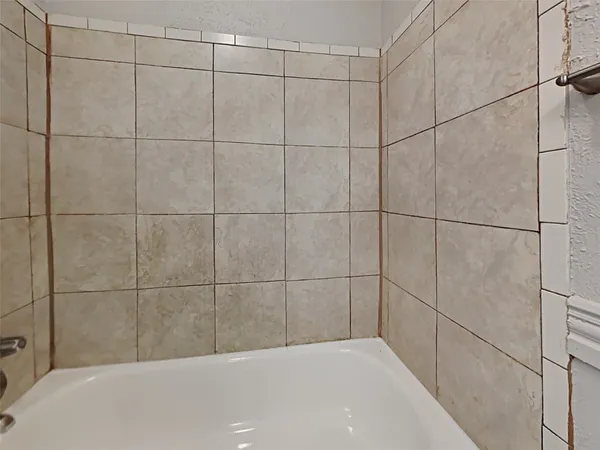 a bathroom with a bathtub