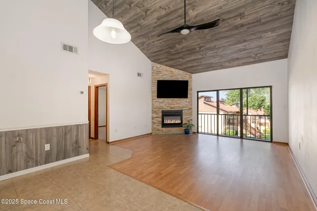 an empty room with closet area