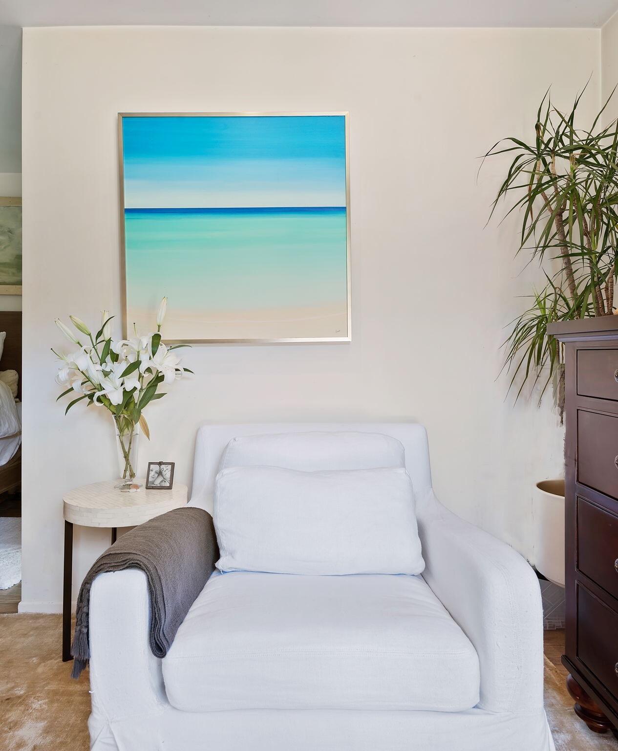 756 Hot Springs Road Montecito, CA 93108 - Photo 26 of 32 a white couch sitting in a bathroom next to a window