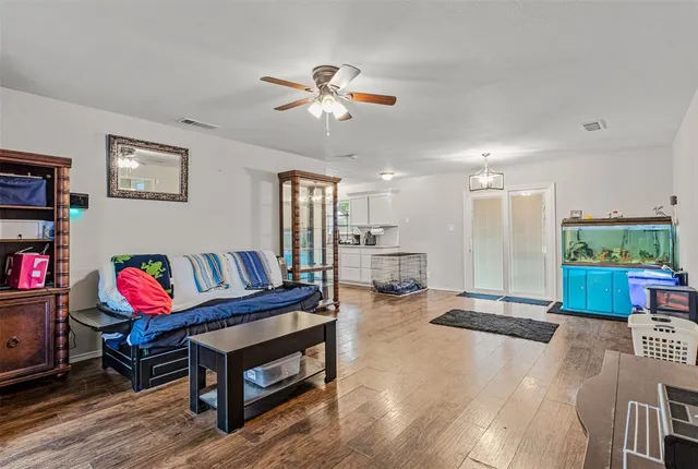 a living room with furniture