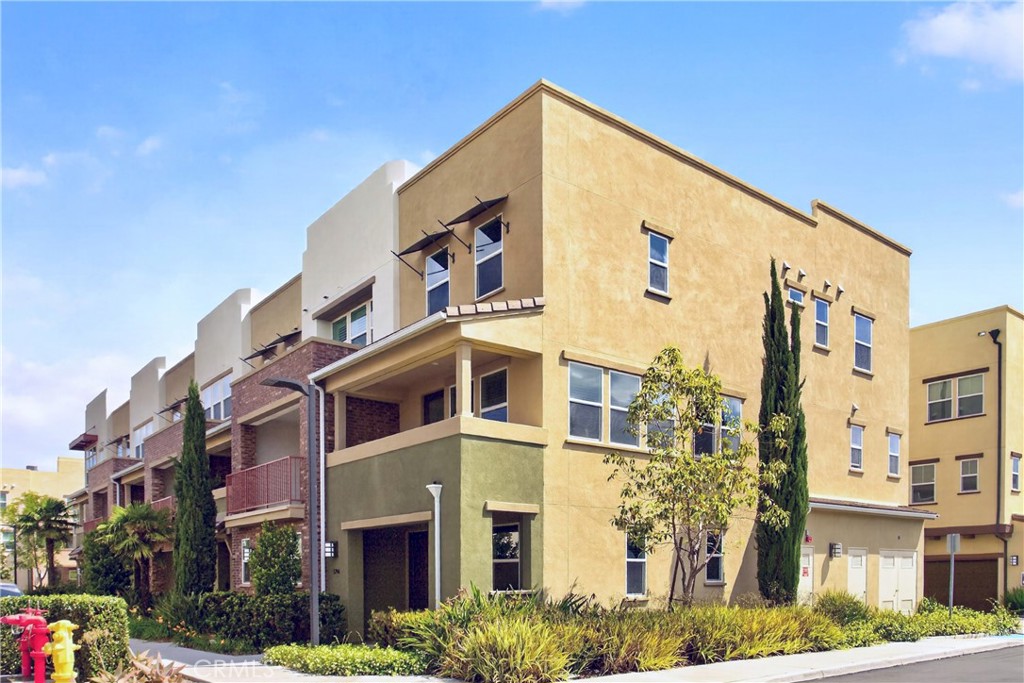 a front view of a multi story building