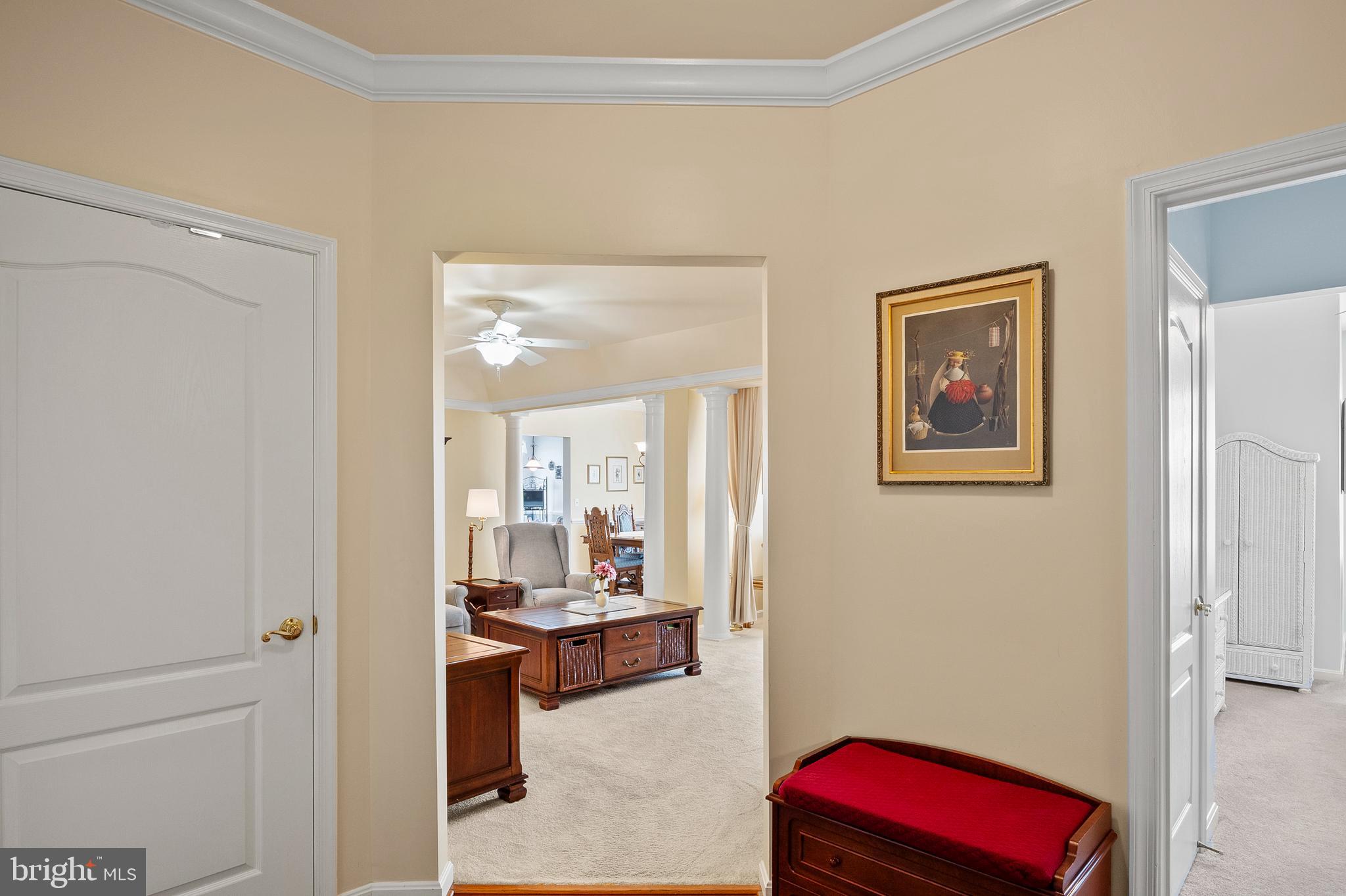 7305 Maplecrest Road, Unit 402 Elkridge, MD 21075 - Photo 5 of 55 a living room with furniture and a mirror