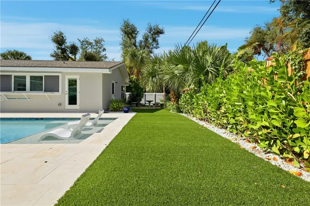 a view of a house with a backyard