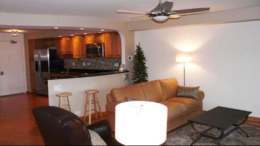 300 North State Street, Unit 2609 Chicago, IL 60654 - Photo 6 of 9 a living room with furniture and a flat screen tv