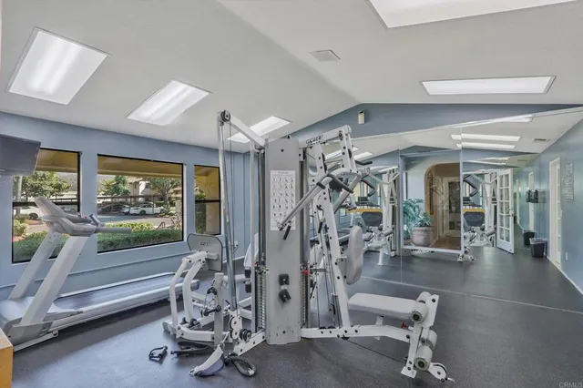 a view of a room with gym equipment