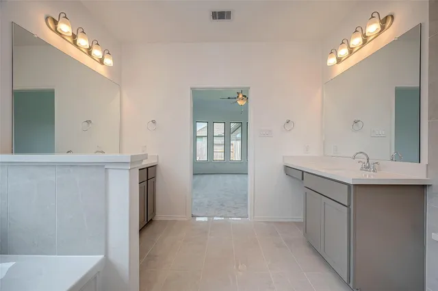 a bathroom with a sink and mirror