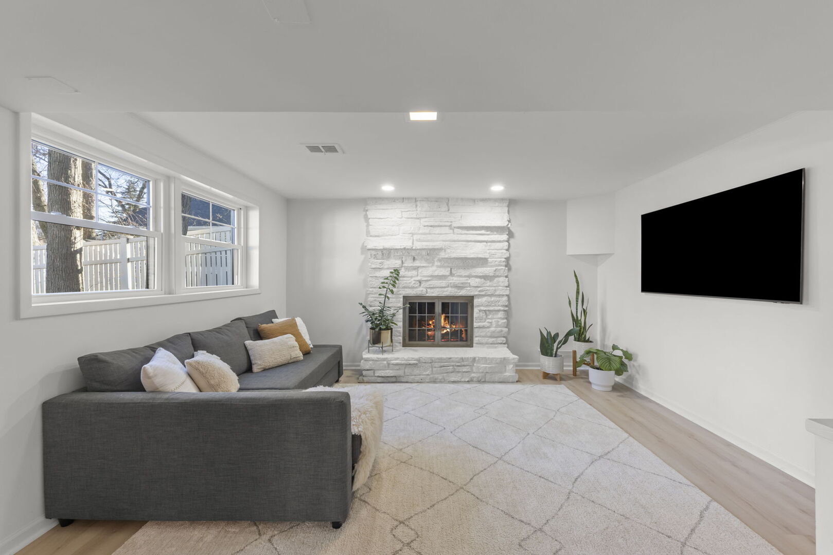 291 Spring Avenue Glen Ellyn, IL 60137 - Photo 24 of 35 a living room with furniture a flat screen tv and a fireplace