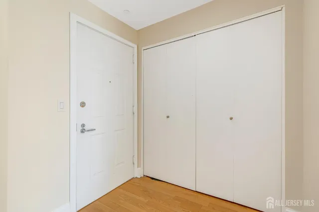 a view of small space with wooden floor