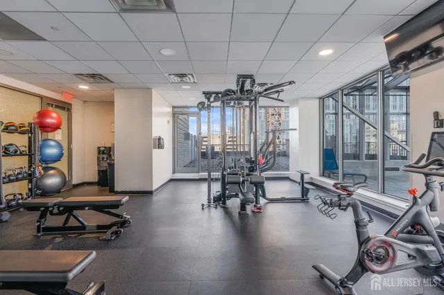 a view of a room with gym equipment
