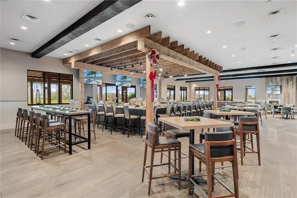 a view of a dining area with furniture
