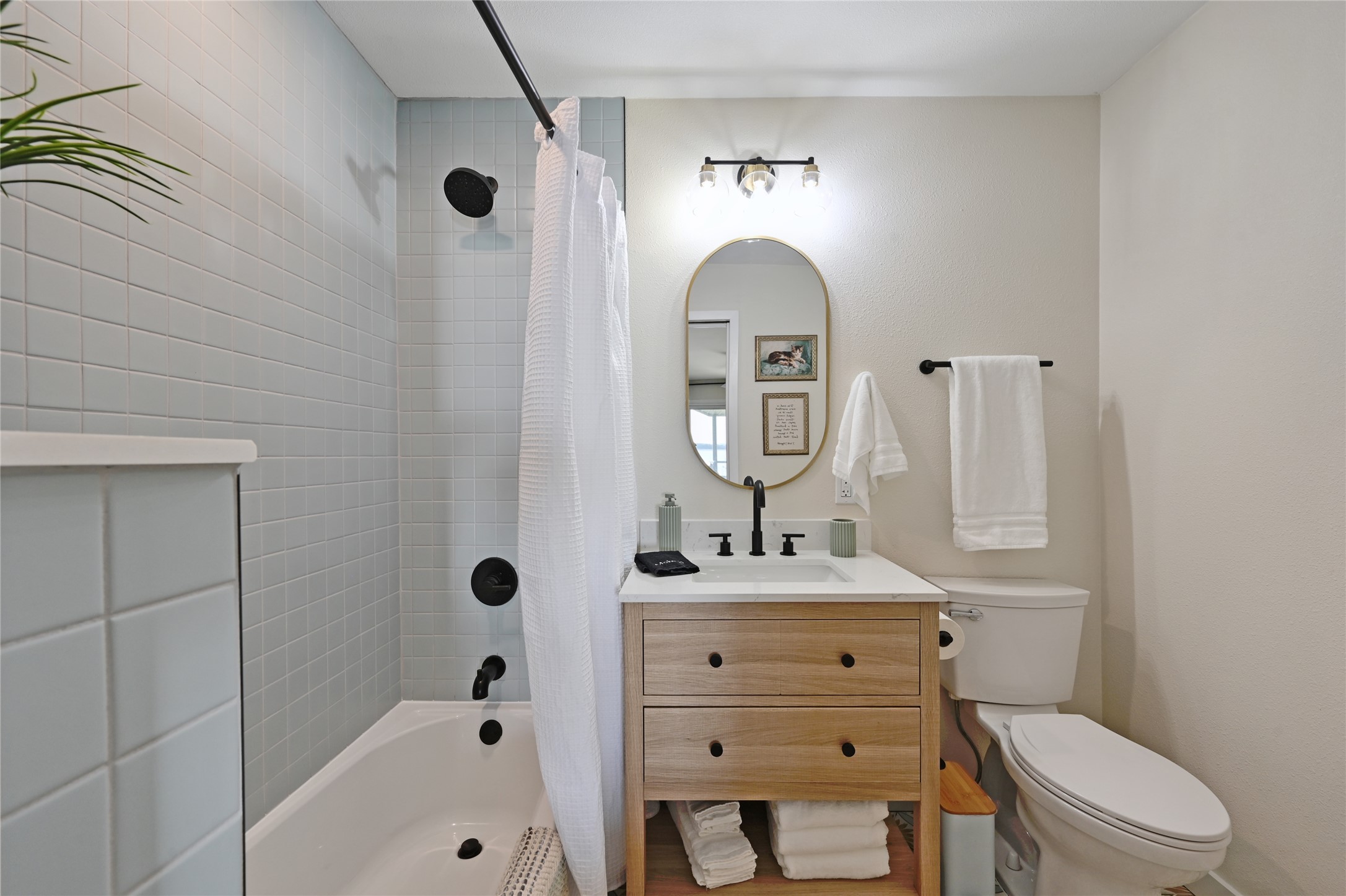 611 Lakeshore Loop Tow, TX 78672 - Photo 19 of 40 Bathroom with vanity and shower / bath combo with shower curtain