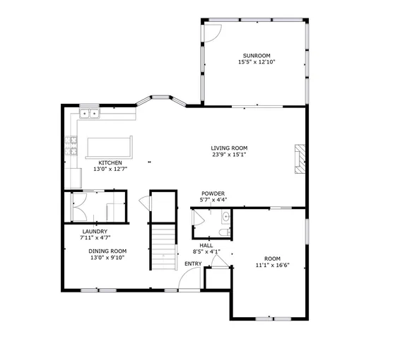 a picture of a bench in a white building