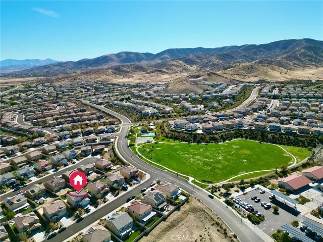a city view with tall buildings