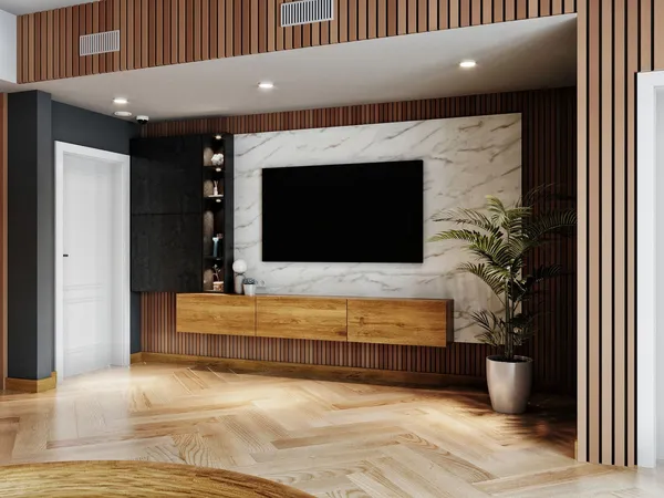 a living room with furniture and a flat screen tv