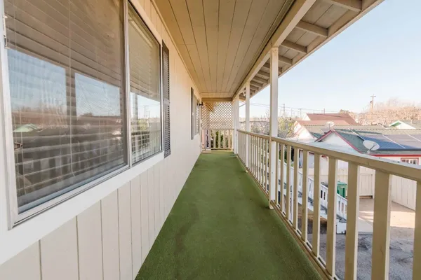 a view of a city from a balcony