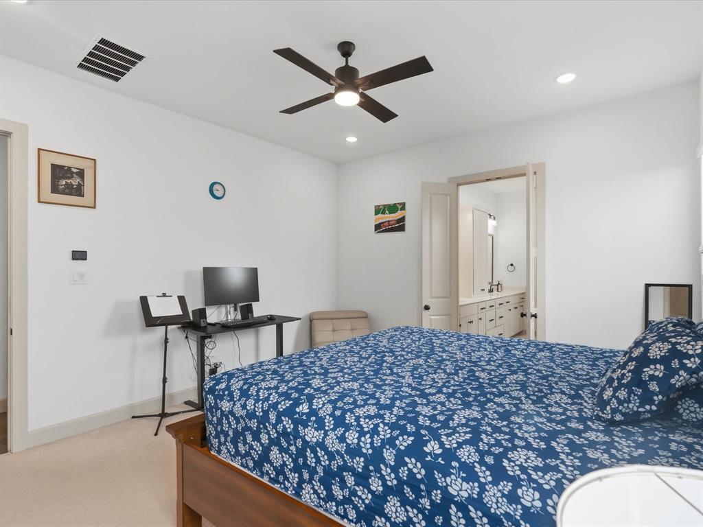 9533 Keep Street Frisco, TX 75035 - Photo 17 of 40 Bedroom with recessed lighting, ceiling fan, and carpeted flooring