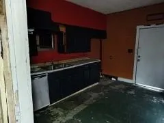 an outdoor space with seating