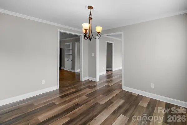 a view of a chandelier in a room
