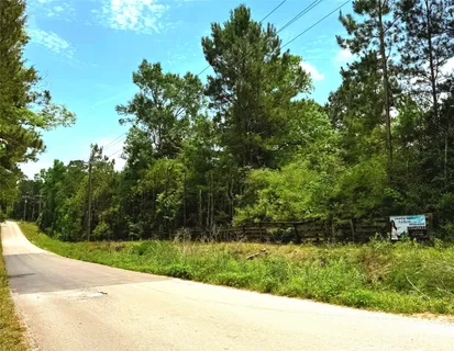 a view of green field with trees in the background