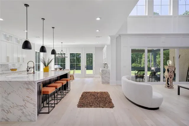a bathroom with a double vanity sink mirror and double