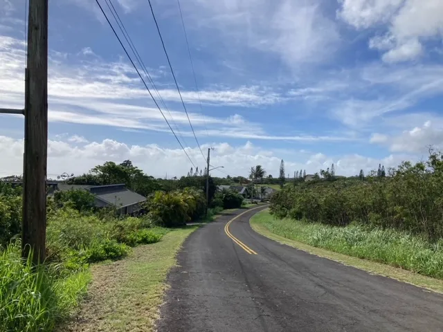 a view of a street with a yard