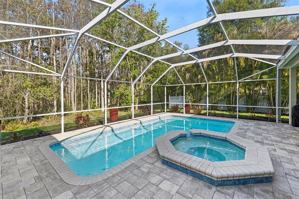 4491 Fallbrook Boulevard Palm Harbor, FL 34685 - Photo 29 of 46 a view of a swimming pool with a sink and wooden fence