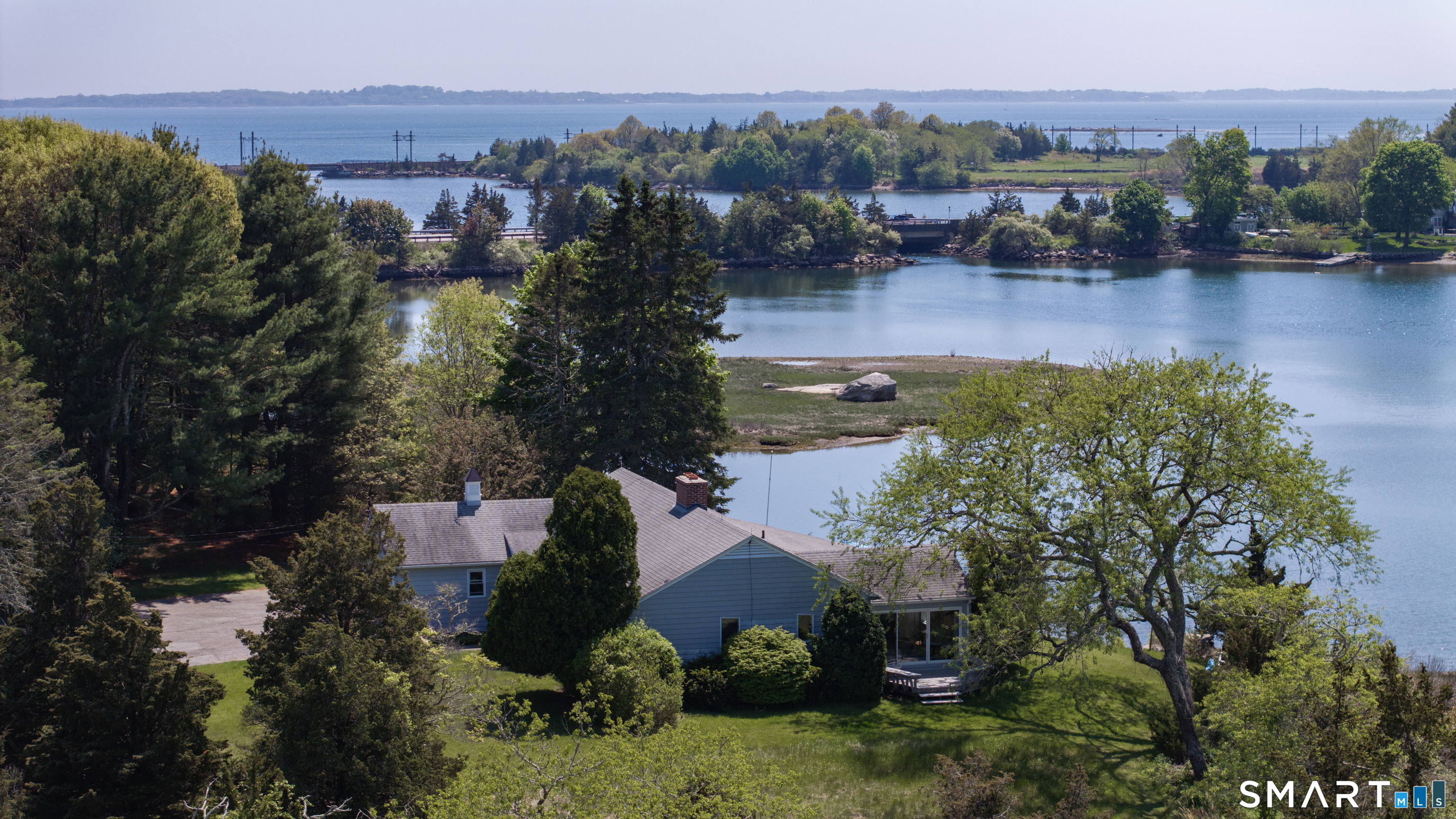 27 Wilbur Road Stonington, CT 06378 - Photo 37 of 40 an aerial view of house with yard and ocean view