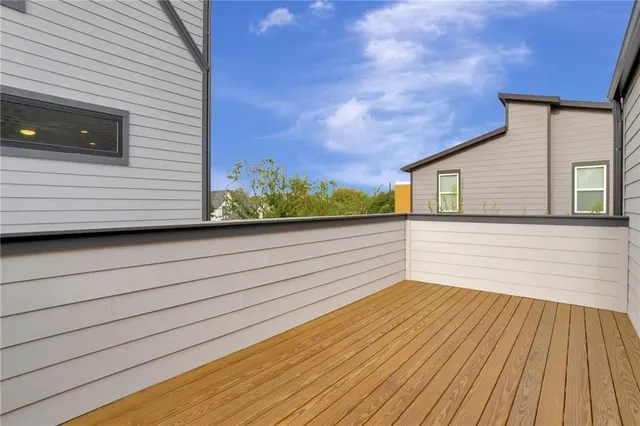 a view of a terrace with sky view