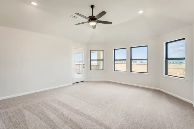an empty room with a workbench