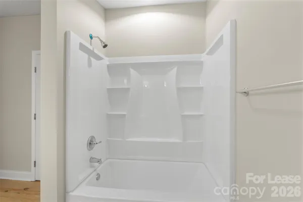 a bathroom with a bathtub