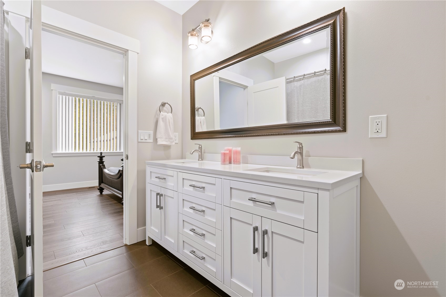 8487 Cimarron Way Maple Falls, WA 98266 - Photo 34 of 39 a bathroom with a sink vanity and mirror