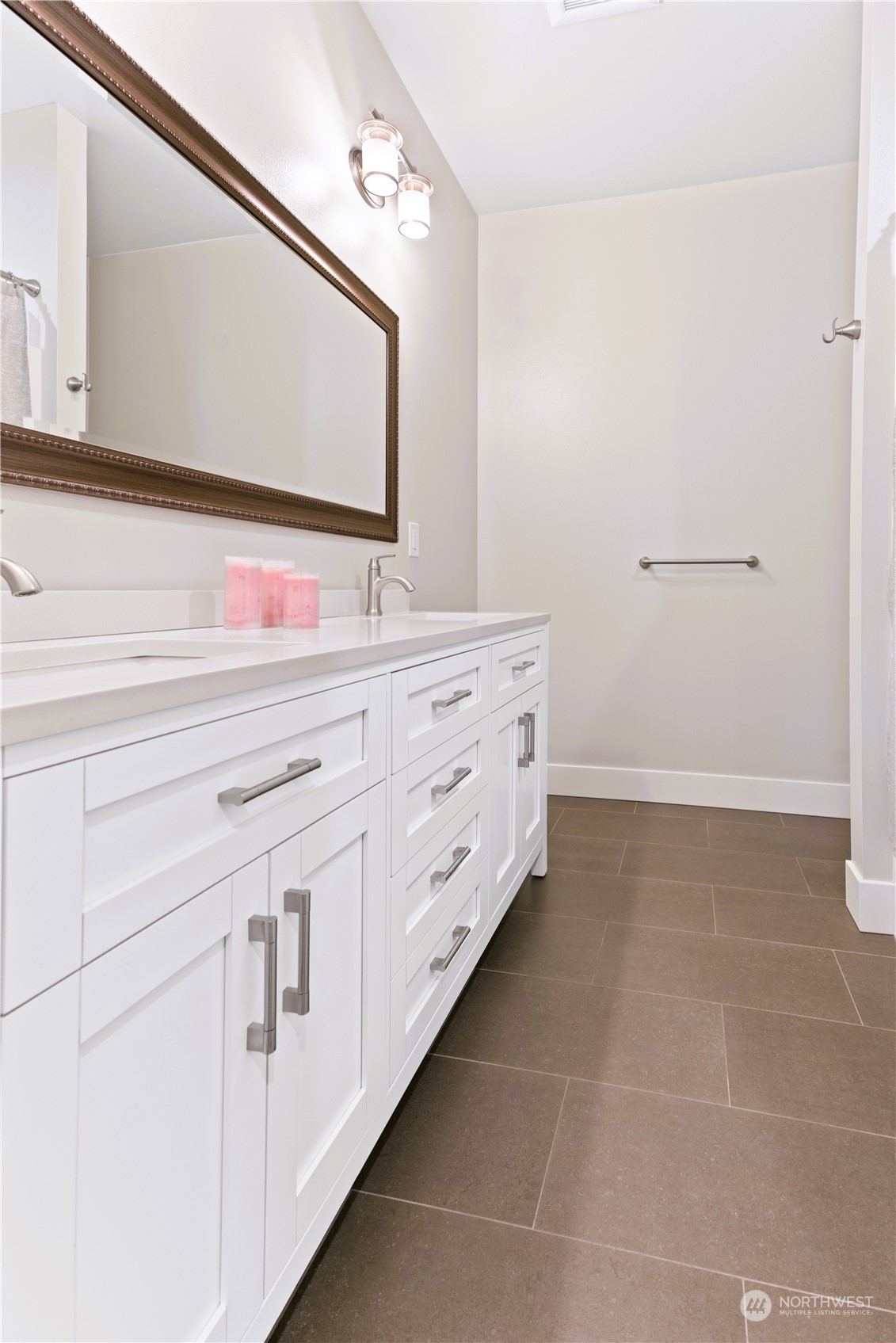 8487 Cimarron Way Maple Falls, WA 98266 - Photo 35 of 39 a bathroom with a double vanity sink mirror and