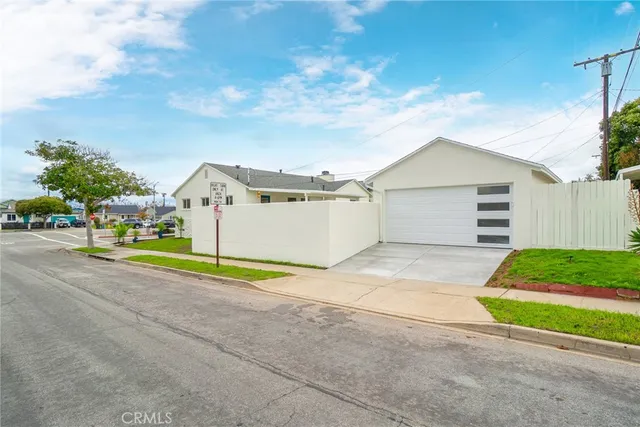 a view of garage and deck
