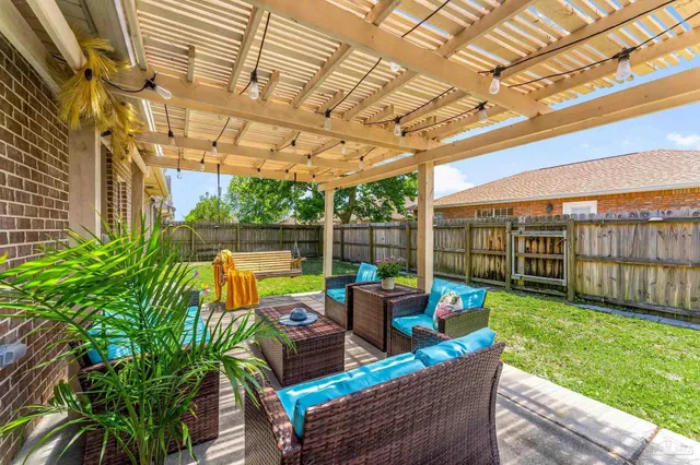 a view of outdoor space with seating area and furniture