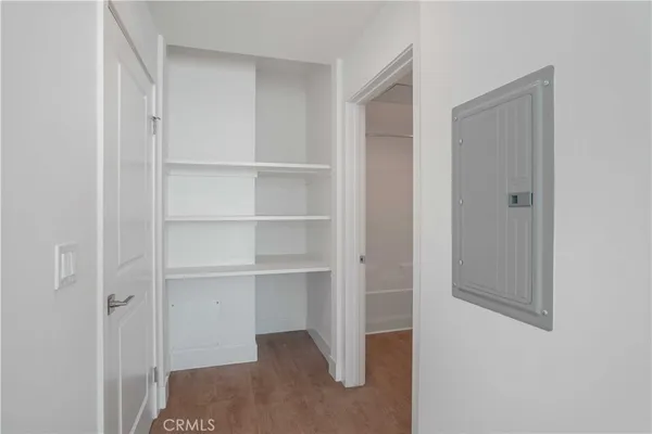 a view of an empty walk in closet