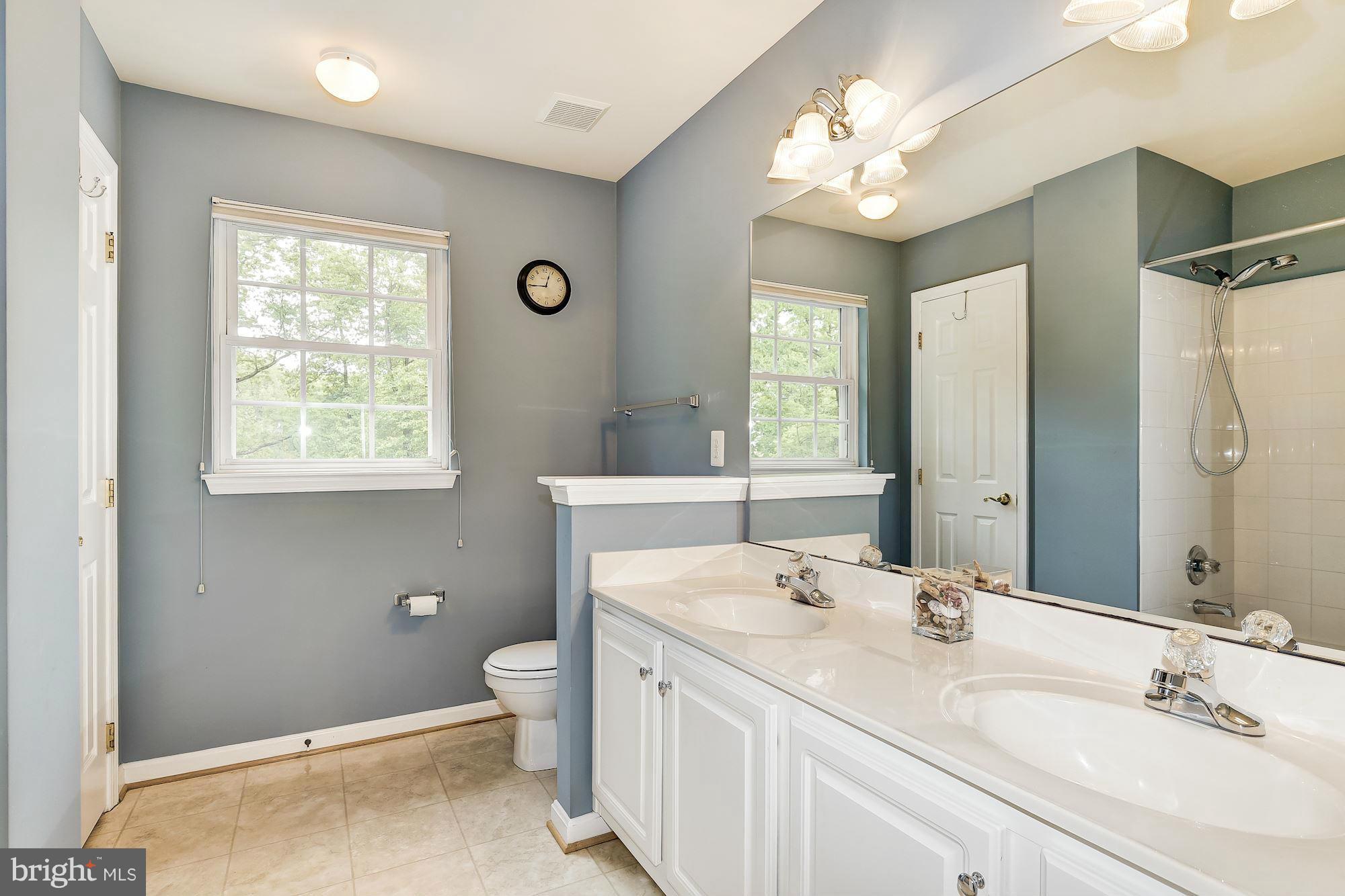 15530 Thompson Road Silver Spring, MD 20905 - Photo 21 of 30 a bathroom with a double vanity sink toilet and a mirror