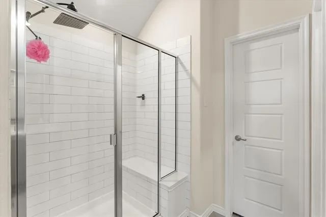 a bathroom with a shower