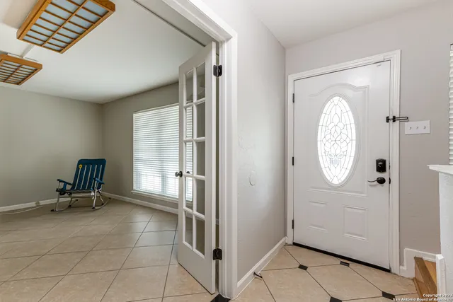 a view of entryway with wooden floor