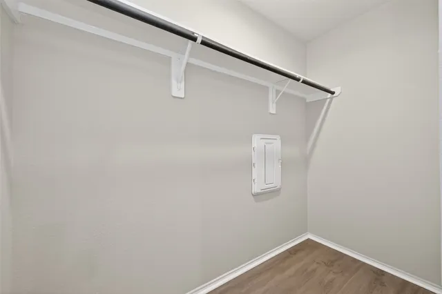 a view of small space with racks on the wall