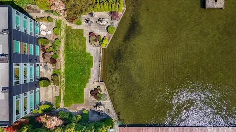 an aerial view of a house