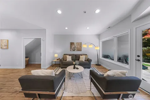 a living room with furniture