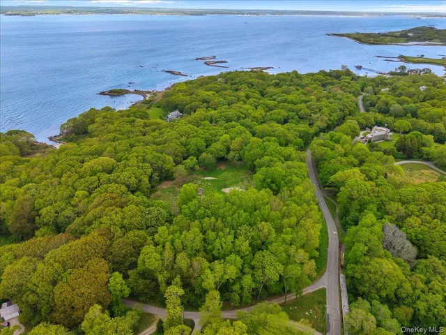 a view of an ocean and a yard