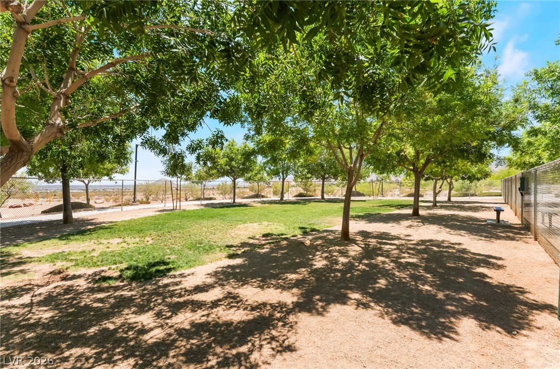 6432 Spring Jog Street Las Vegas, NV 89166 - Photo 41 of 61 A fenced dog park with ample green space and shade trees, perfect for canine companions.