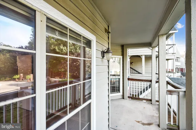 a view of a balcony from door