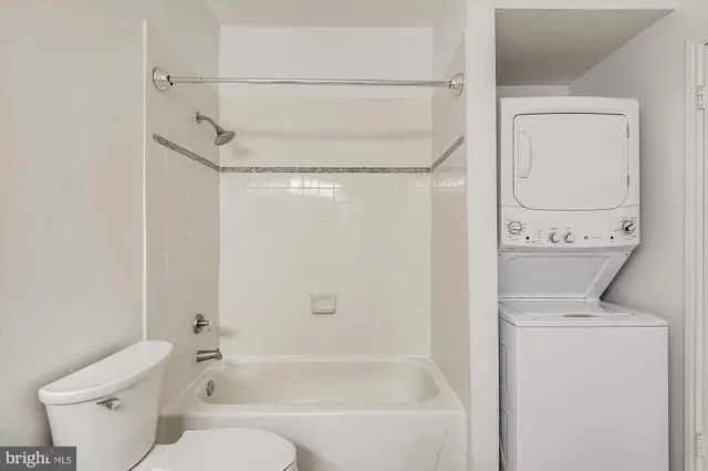 a bathroom with a bathtub and a toilet