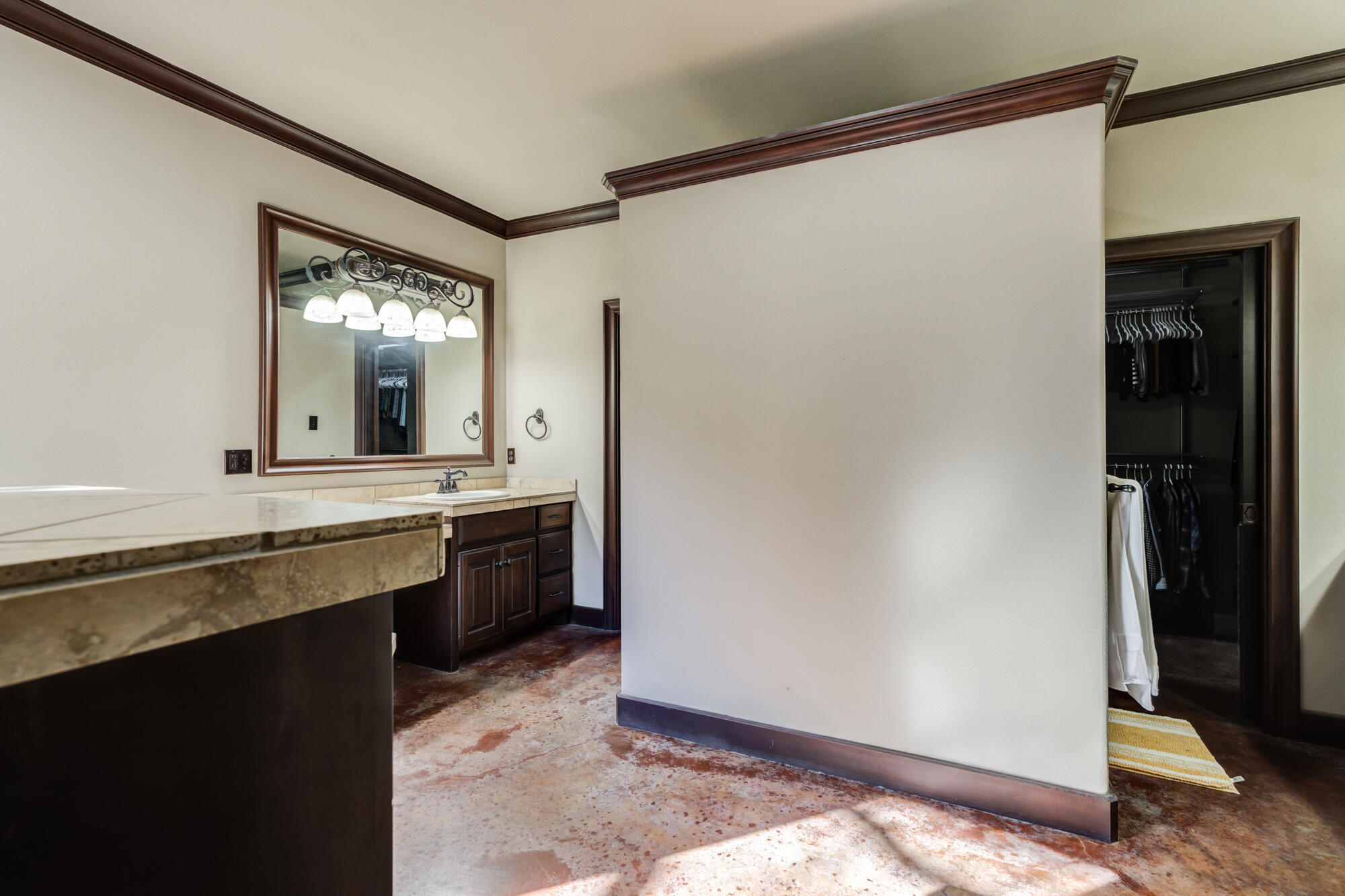 41 South Lake Shore Drive Ransom Canyon, TX 79366 - Photo 37 of 56 a spacious bathroom with a double vanity sink and a mirror